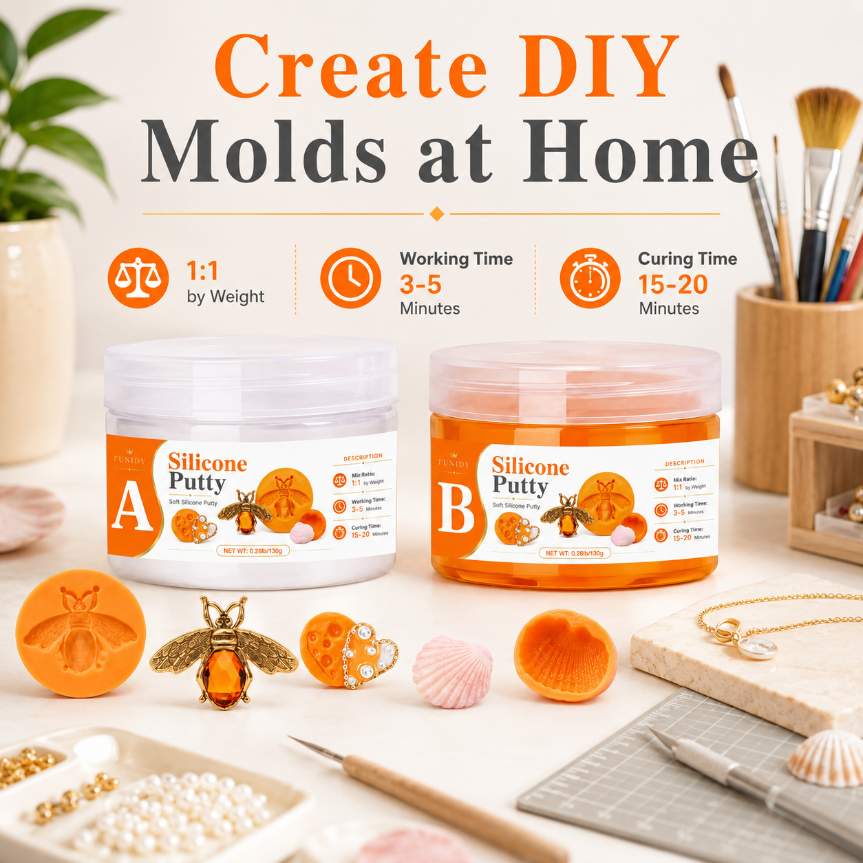Candle Making Easy - SILICONE PUTTY Making Kit, Fast Curing,