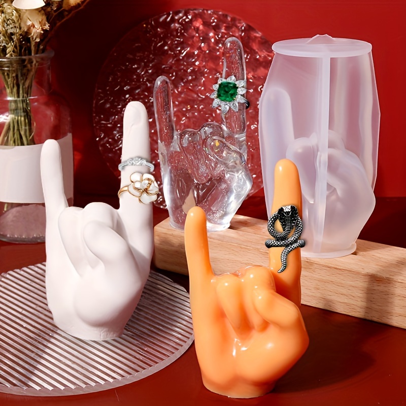 Candle Making Items - 1pc Large Rock Gesture Silicone Mold