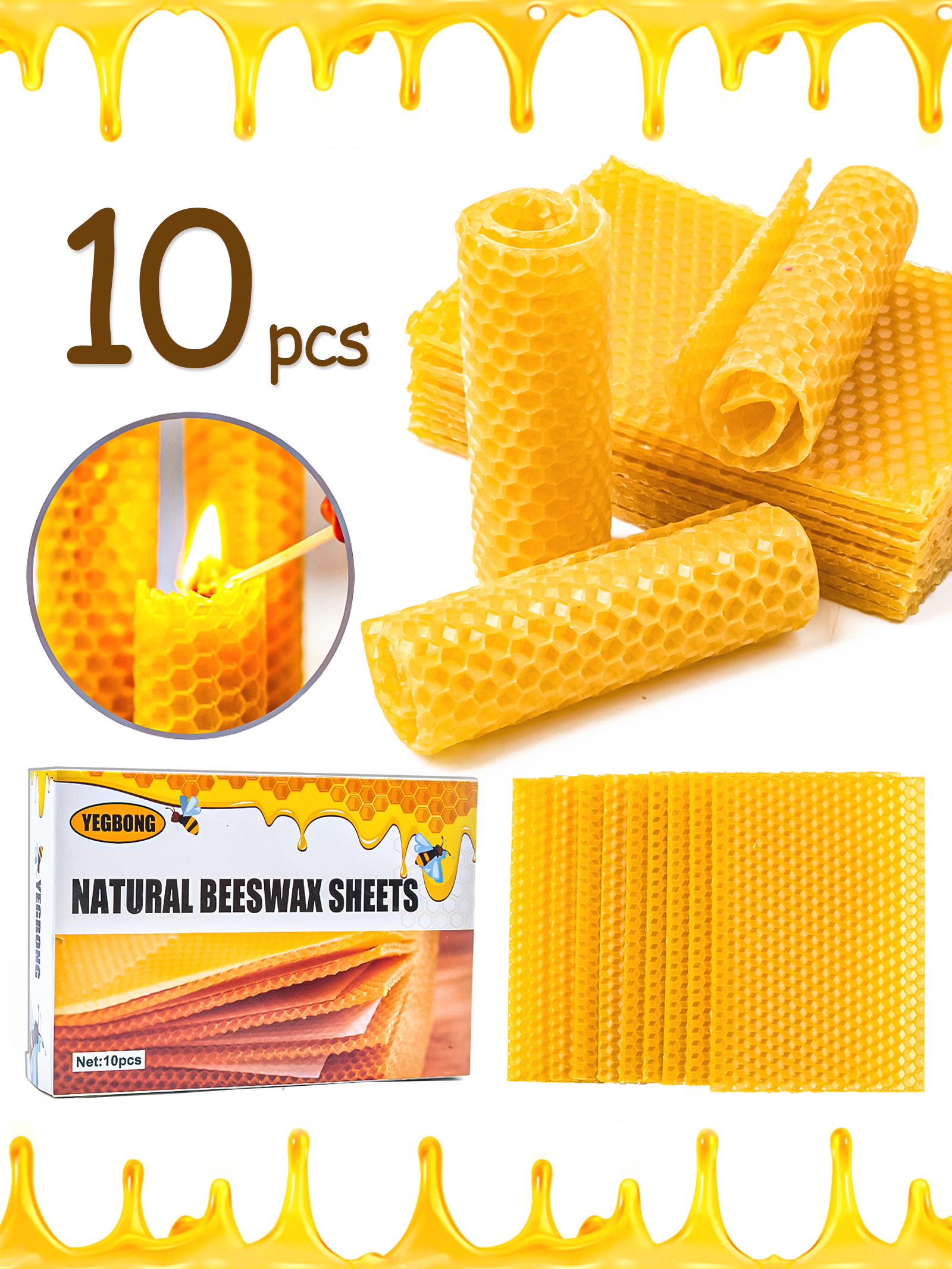 Candle Making Easy - 10Pcs Natural Honeycomb Bee Wax Sheets