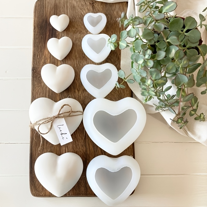 5pcs Heart-Shaped Gypsum Candl - đánh giá và giá Candle Making Moulds