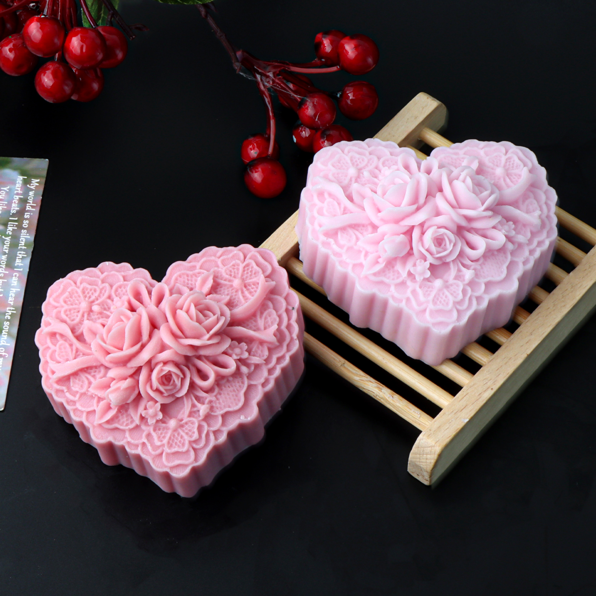 Rose Heart Shaped Silicone Soa - đánh giá và giá Candle Making Jelly