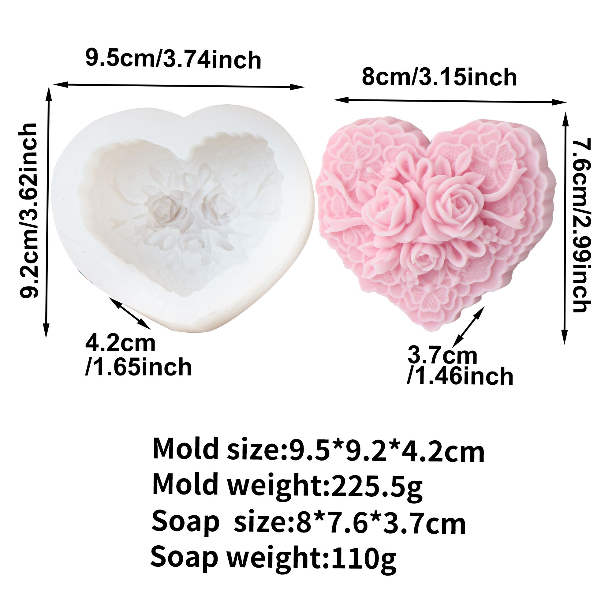 Rose Heart Shaped Silicone Soa - đánh giá và giá Candle Making Jelly