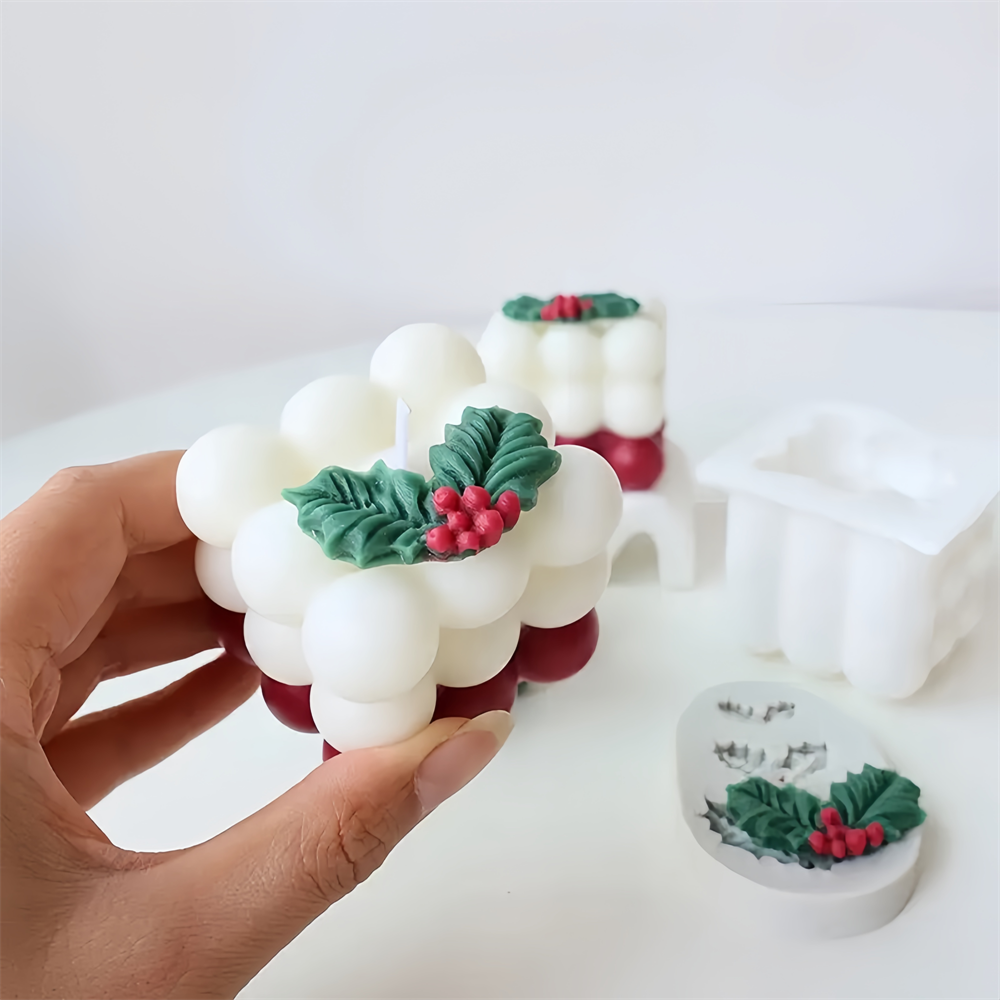 Christmas Holly Leaf Bubble Ca - đánh giá và giá Candle Making Jelly