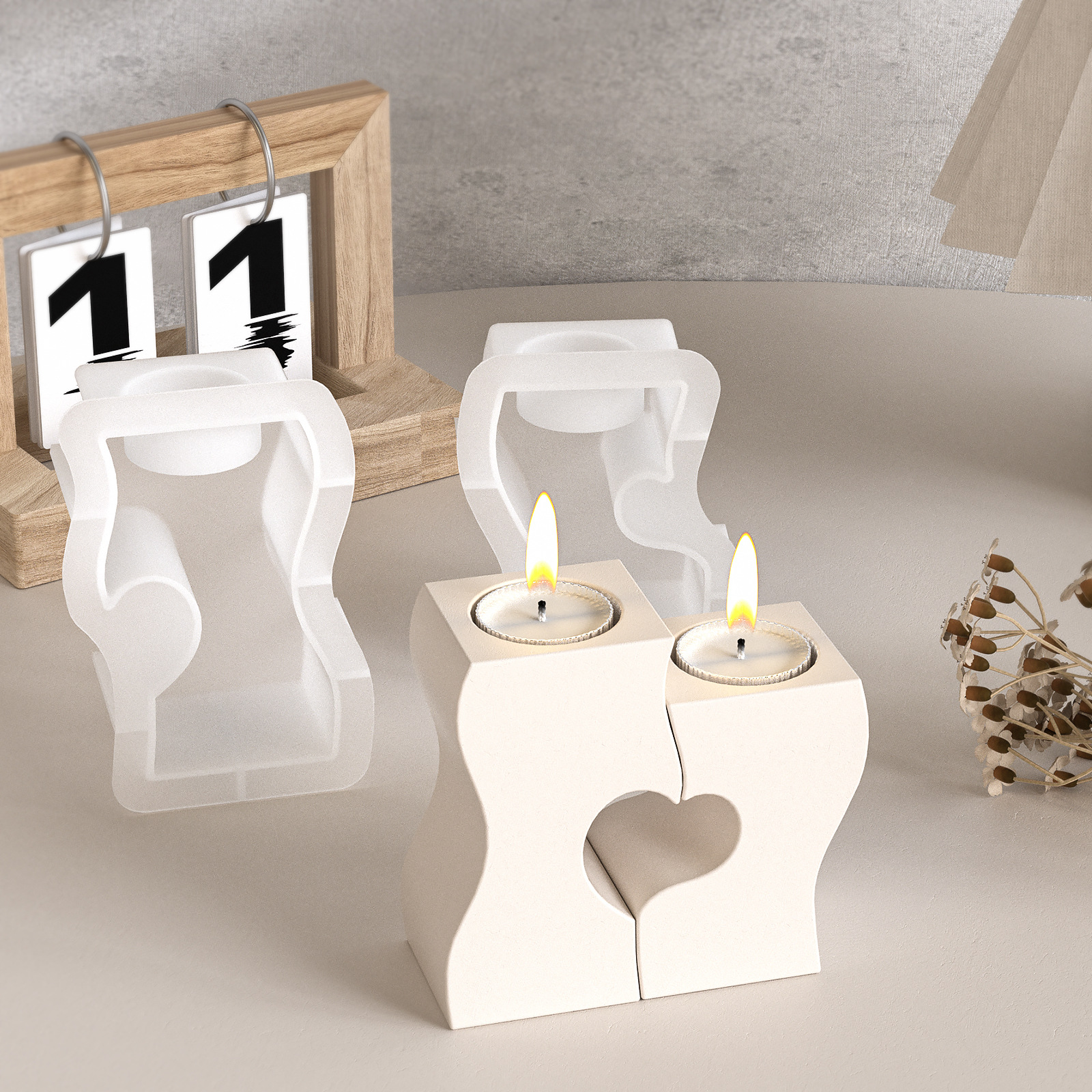 S Heart Candlestick Silicone M - đánh giá và giá Candle Making Items
