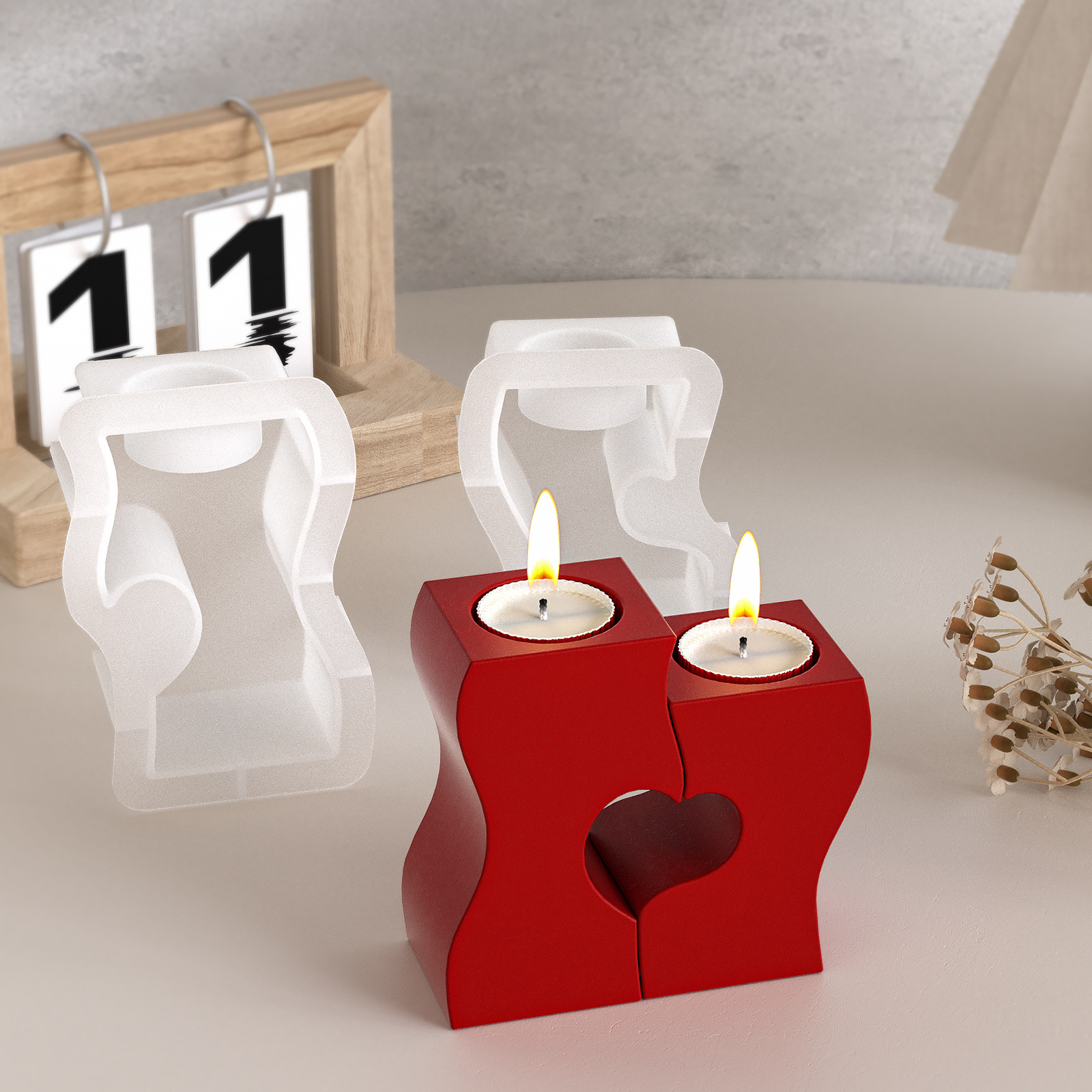 S Heart Candlestick Silicone M - đánh giá và giá Candle Making Items