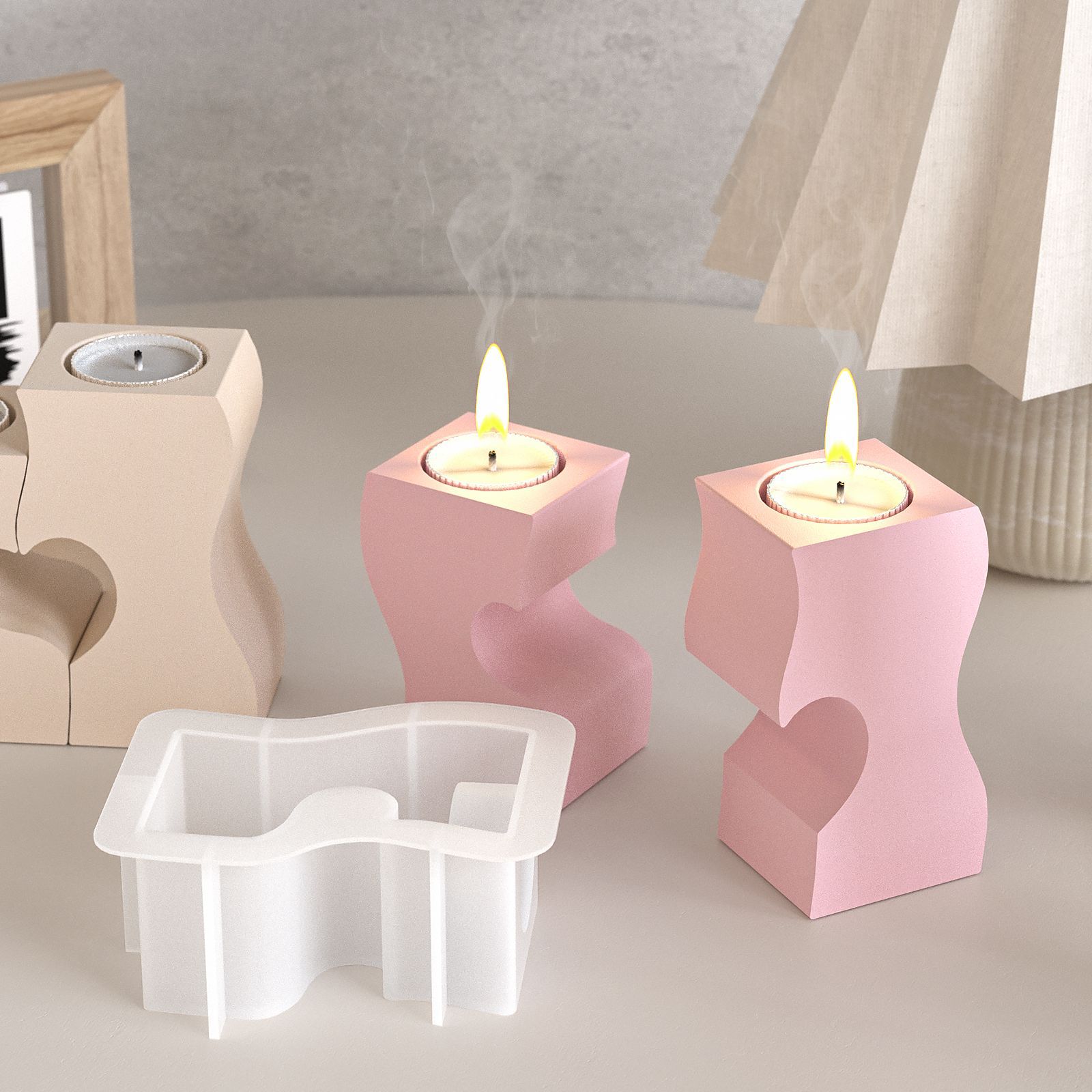 S Heart Candlestick Silicone M - đánh giá và giá Candle Making Items