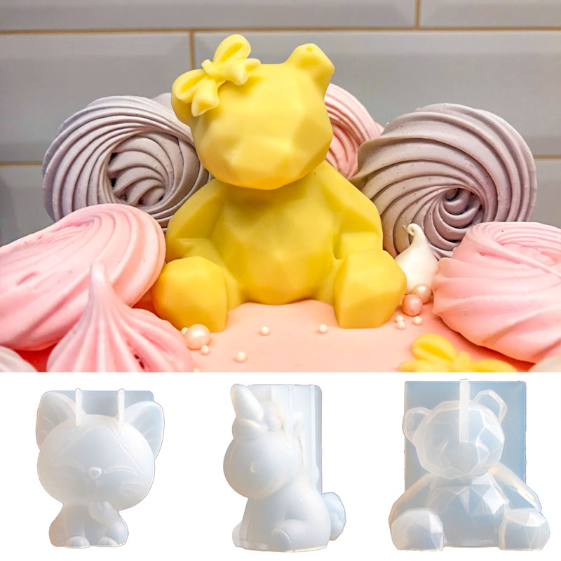 3D Stereo Bear Silicone Mold D - đánh giá và giá Candle Making Jelly